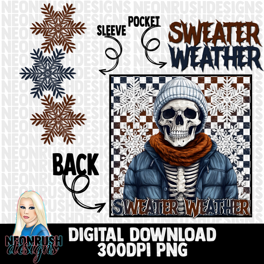 Sweater weather, pocket, back and sleeve png digital download