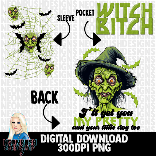 Witch itch  , pocket, back and sleeve png digital download
