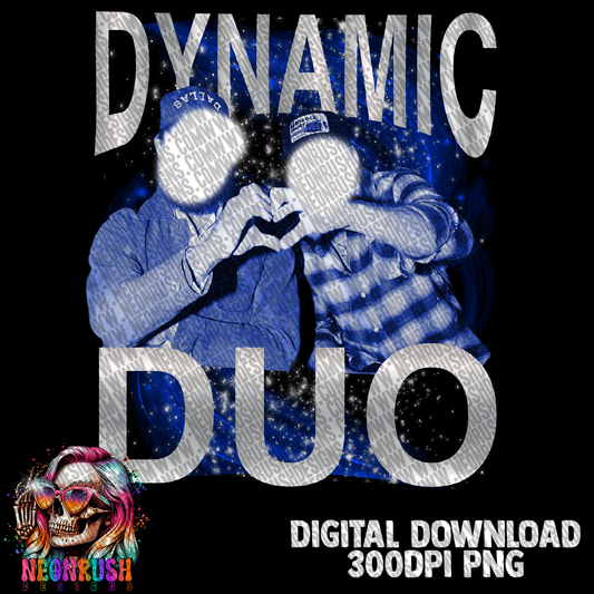 Blue dynamic duo bootleg design png digital download