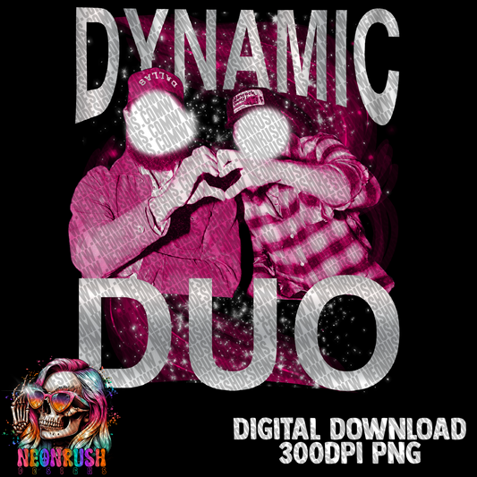 Pink dynamic duo bootleg design png digital download