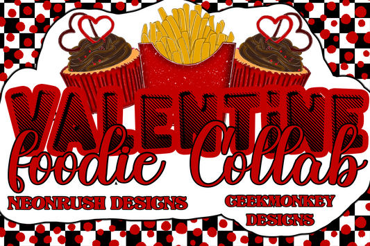 Valentine’s Day foodie collab Geekmonkey designs and neonrush designs , 40 digital files, digital downloads
