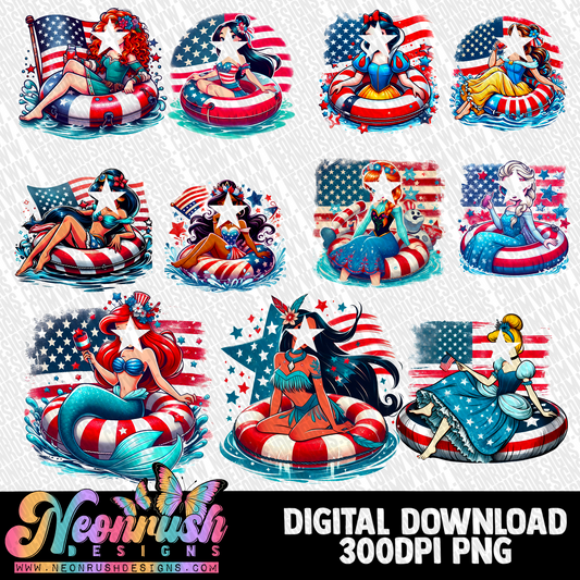 Princess 4th of July Facebook exclusive png and matching tumbler wraps digital download